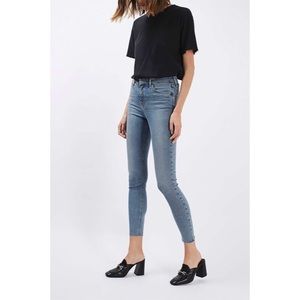 Topshop Jamie High Rise Raw Hem Blue Jeans size 25